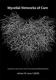 Artwork of a mycelial network shaped like a heart. Created by Addisa Rigaud.