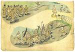 Figure 01.02. Changi POWs bathing and scavenging. Watercolor by Robert Brazil.